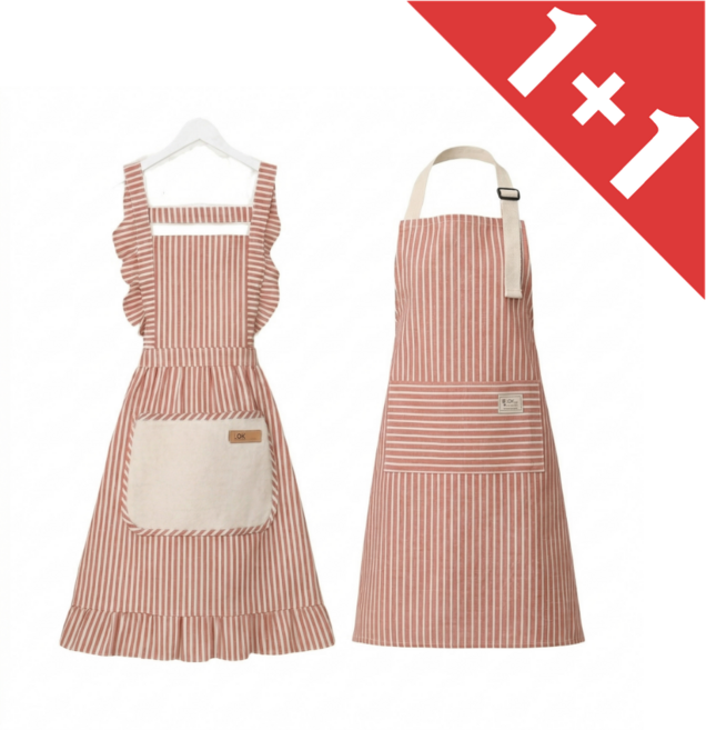 멜로우위시 예쁜 주방 여성 원피스 앞치마, 1개, 핑크+핑크