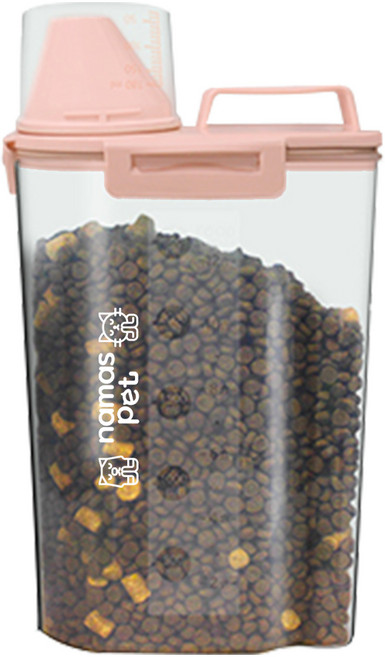 나마스펫 애견 밀폐 사료 보관통, 핑크, 2.5L, 1개