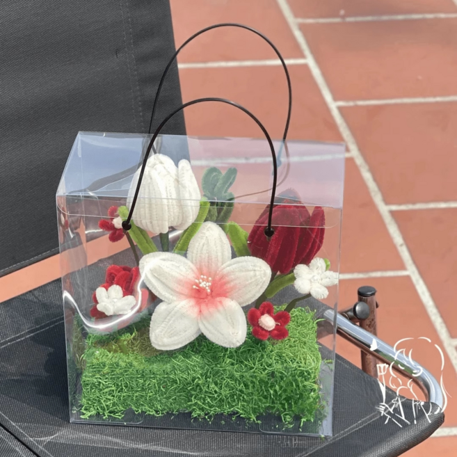 母親節鬱金香花束手提禮物盒 DIY材料包, J款鬱金香花盒成品, 1個
