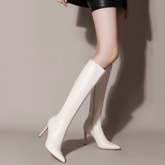 여자 부츠 스틸레토 힐 옆 지퍼 힐 부츠