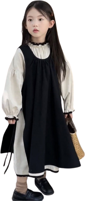 상상키즈 키즈 레이어드 원피스 세트 프릴 블라우스