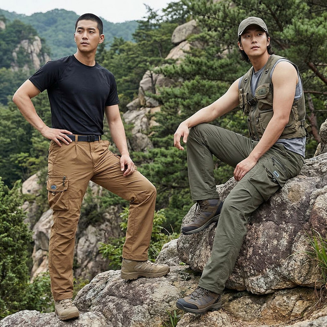 아센티 여름 타슬란 카고 바지 쿨 등산 밴딩 작업복 정비복 전술 팬츠