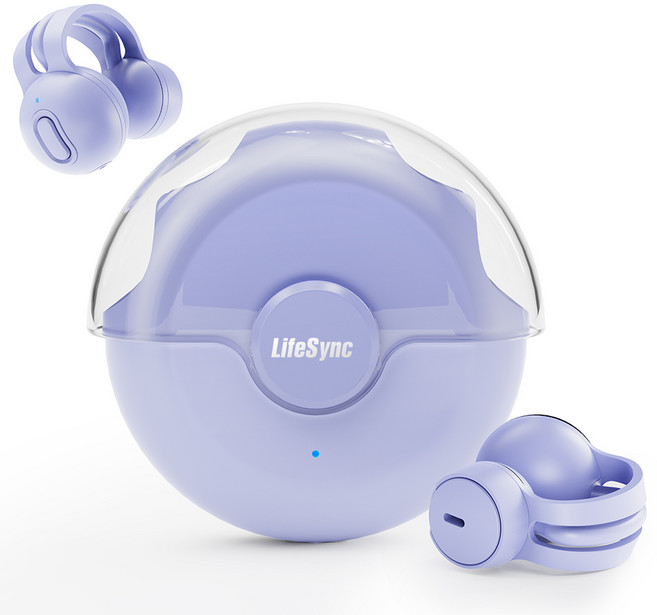 LifeSync 블루투스 이어폰 무선 방수 오픈 귀걸이형 고음질 블루투스 헤드폰 자동페어링, 퍼플, H08