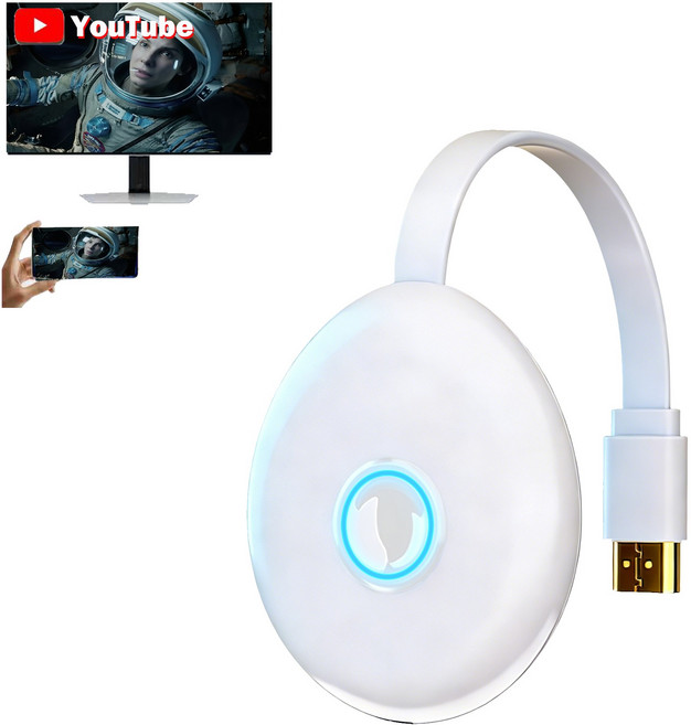 Koogold tv 무선 미러링 미라캐스트 HD MHL동글 스마트폰미러링 미러링 송수신기 미러링 TVING 유튜브 연결 휴대폰, 1개, White