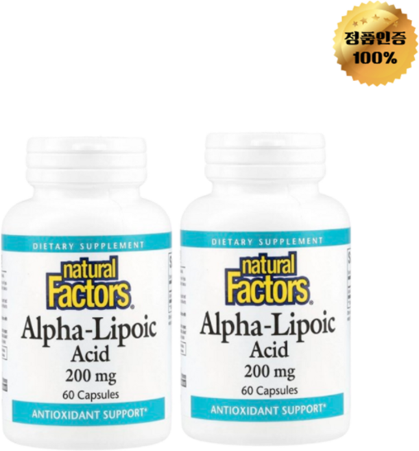 1+1 내추럴팩터스 알파리포산 200mg 캡슐 60정, 2개