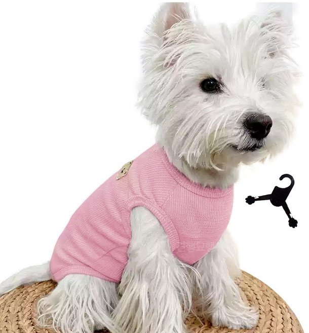 견행묘행 강아지 실내복 올인원 조끼 민소매 내복, 1개, 파스텔핑크