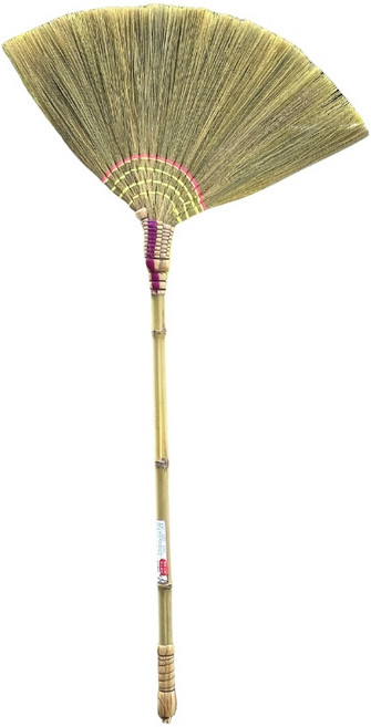 日式手工編織芒草軟毛掃把, 土黃色, 1個