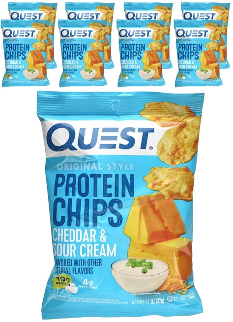 Quest Nutrition 오리지널 스타일 프로틴 칩 체다 & 사워 크림 백 8개 개당 32g(1.1oz) Nutrition (퀘스트 뉴트리션), Quest Nutrition, 오리지널 스타일 프로틴, 32g - 쿠팡