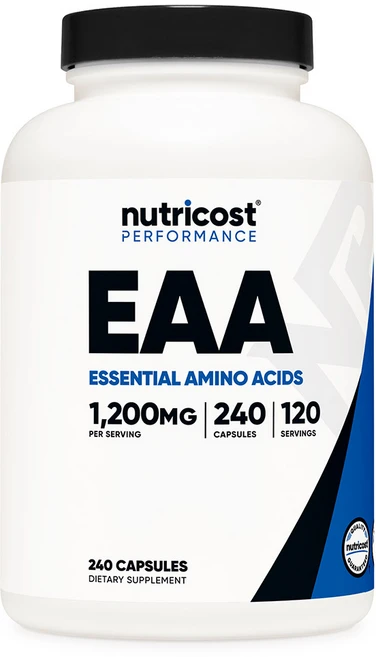 Nutricost EAA 캡슐 1200mg 240캡슐 - 필수 아미노산 120회 분량 - GMO 프리 글루텐 프리 및 비건, 1개, 240정 - 쿠팡
