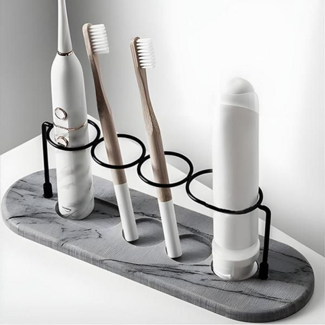 규조토 칫솔꽂이 거치대 소형 대리석 10cm그레이 N073, 단품, 1개