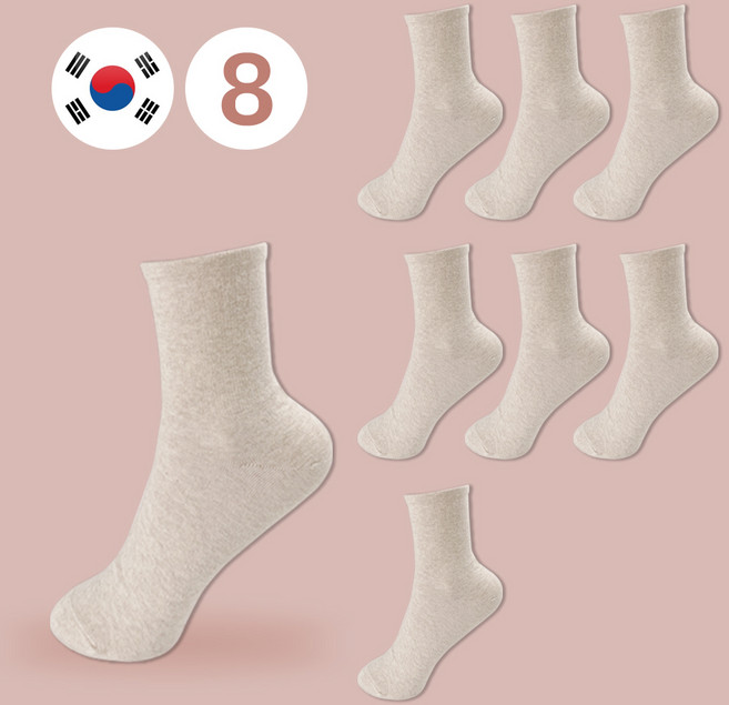비바슈슈 여성용 밴드조임없이 편안한 임산부 무압박 면양말 8켤레