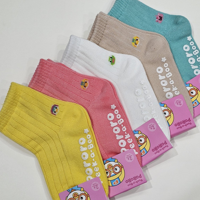 [ 1 + 1 ] 뽀로로 칼라 포인트 아동 유아 양말 5족 세트 어린이집 유치원 답례품 선물 kc인증 정품