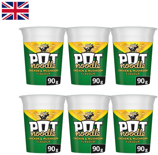 영국 potnoodle 팟누들 치킨 머쉬룸 컵라면 90g 6개