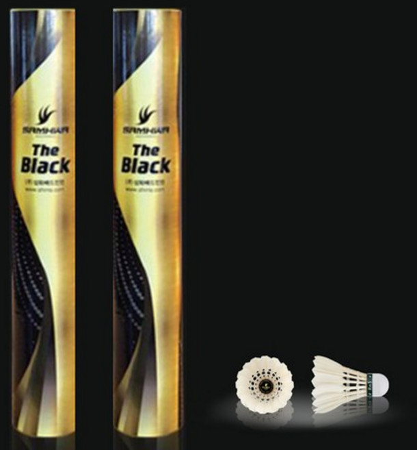 12개입 1타 삼화 더 블랙 동호인 중상급자용 거위 깃털 배드민턴 공 셔틀콕, 1세트, White