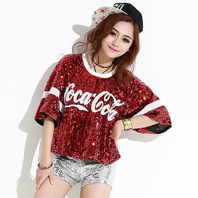 자두나무 코카콜라 응원복 스팽글 티셔츠