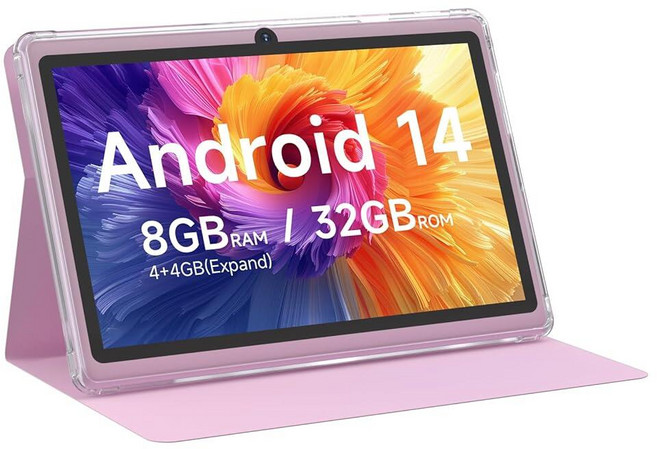 CUPEISI 태블릿 안드로이드 14 7인치 태블릿 8GB RAM+32GB ROM/1TB 확장 가능한 1.6Ghz 쿼드 코어 프로세서 컴퓨터 1024 x 600 IPS H, Pink