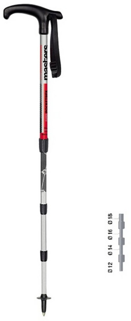 masters 登山杖 適用於健行與戶外活動, 紅色(四節), 1個
