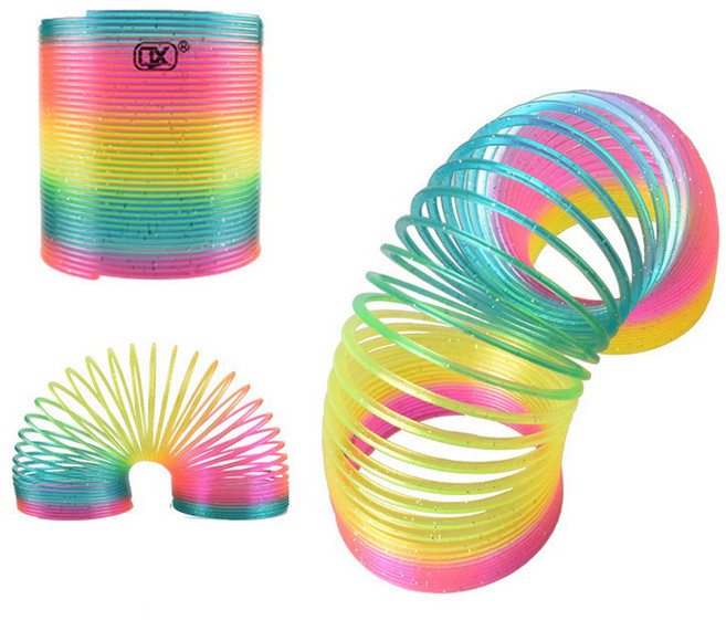 슬링키 스프링 장난감 대형 교구 칼라링 무지개, 1개, A펄 레인보우
