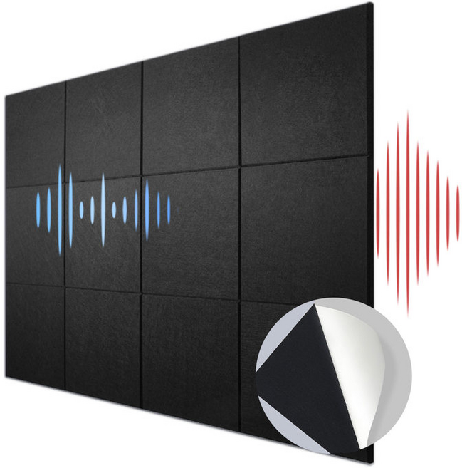 Anystar접착형 방음재 방음판 흡음재 소음방지 방음판, 12개, 블랙