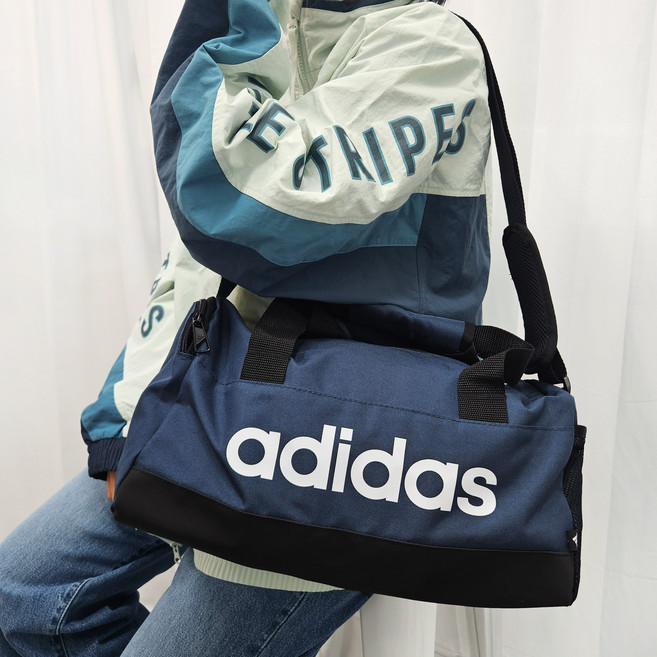 아디다스 남녀공용 소형 더플백 헬스 운동 여행 크로스 숄더 가방, 네이비, 1개