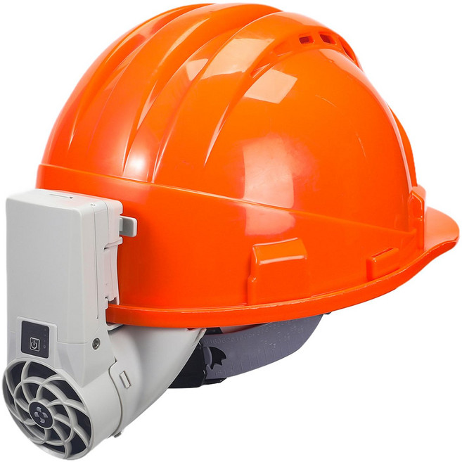 YSSHOP 안전모선풍기 탈부착형 풍아헤드 무선 헬맷용송풍기 에어쿨팬 3단 풍속 조절, 선풍기+오렌지 안전모, ABS, 1개, 선풍기+오렌지 안전모 * ABS * 125x150mm