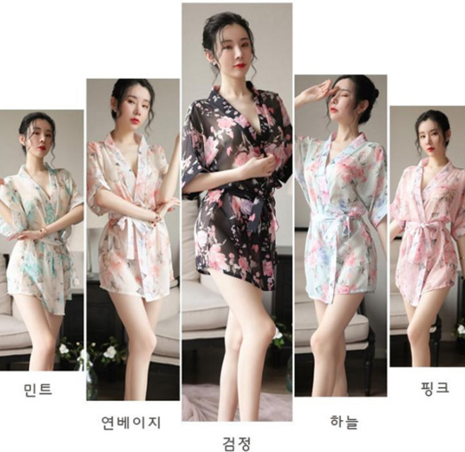 플라워 시스루 골프 가운