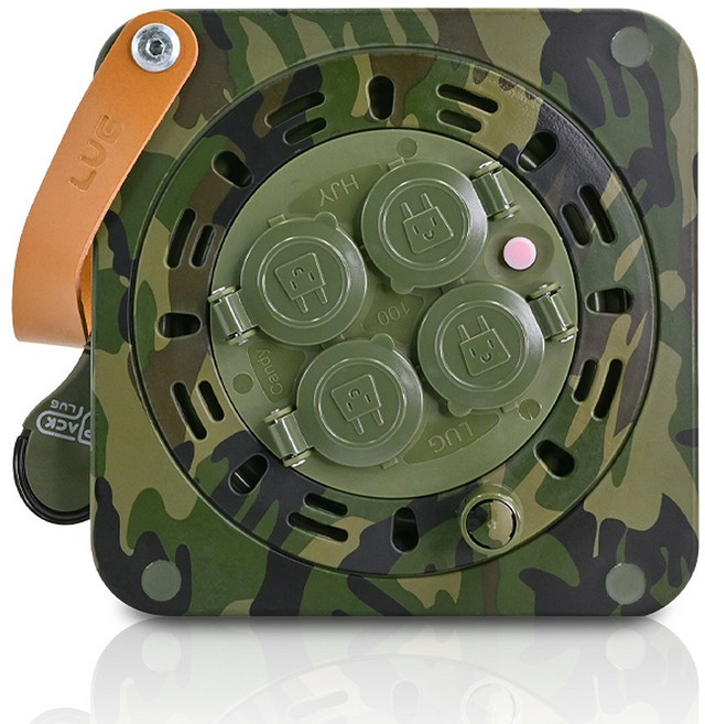 러그박스 큐브릴 LUG-G20MP 4구 릴선 파우치포함 안전캡 이지콕플러그 과부하차단 최대 2300W, 카모그린, 1개, 20m