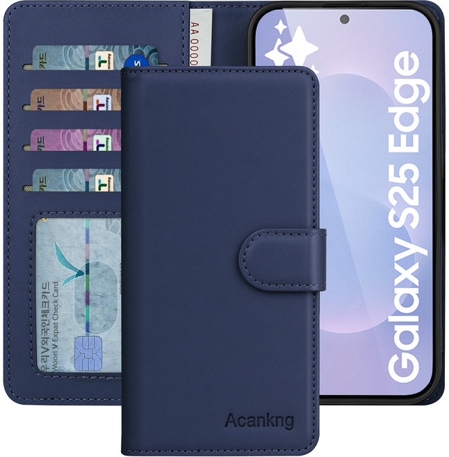 아칸크 클래식 가죽 지갑형 카드수납 다이어리 휴대폰 케이스+지문인식 보호필름 풀세트