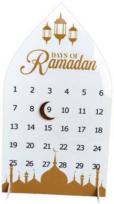 GHSHOP 아크릴 라마단 달력 Eid Mubarak 장식 탁상용 탁상용 데스크톱 장식 장식 무슬림 라마단 출현 홈 카페, 종이 아크릴, 스타일 b