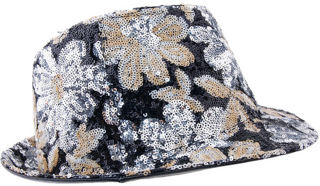 프롬슈 국내 남자 꽃스팽글 중절모 짦은챙 반짝이모자 스팽글페도라 파티 행사모자