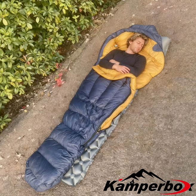 Kamperbox 초경량 캠핑 침낭 겨울용 다운 슬리핑 백 초경량 프리미엄 침낭 Elegance700, 1개, Elegance700 파란색