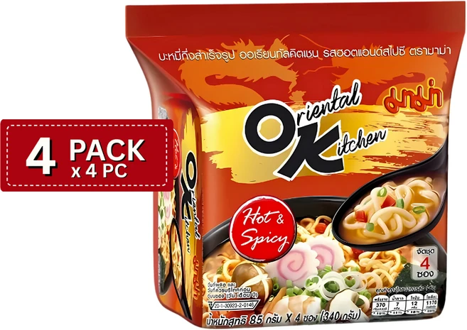 [태국직구] 마마 OK 핫앤스파이시 85g x 4개입, 4팩 - 쿠팡