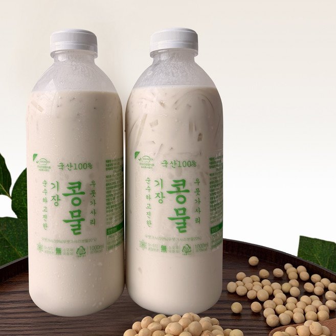 기장우뭇가사리콩물 국산콩 콩국수 콩국 (무가당), 2개, 1L