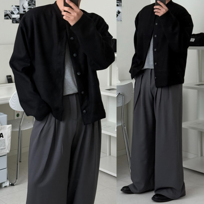 르위 베이직 루즈핏 라운드 가디건 봄가을