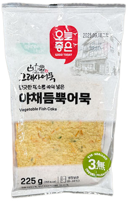 오늘좋은 고래사어묵 야채 듬뿍 어묵, 단품, 225g, 1개