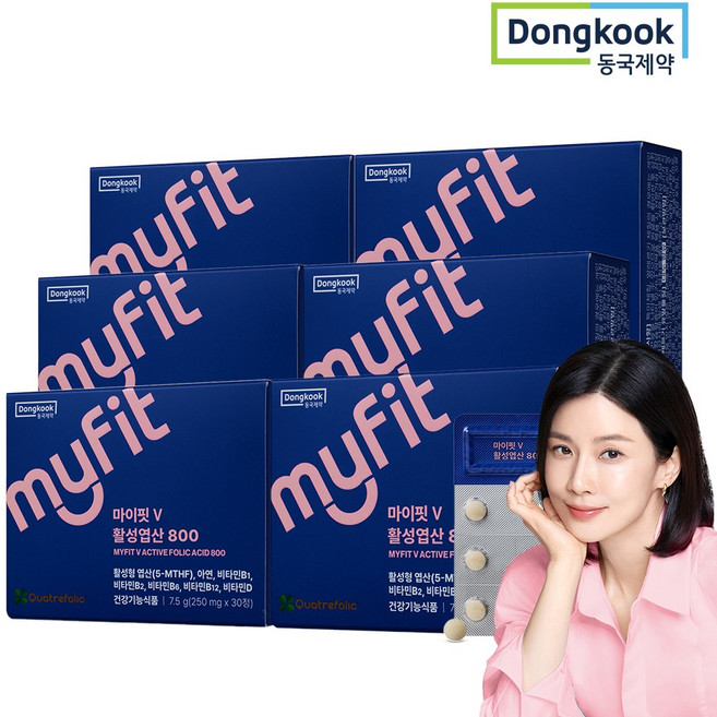 동국제약 마이핏 이보영 임산부 특허 활성형 엽산 800 이노시톨 영양제, 6팩, 30정