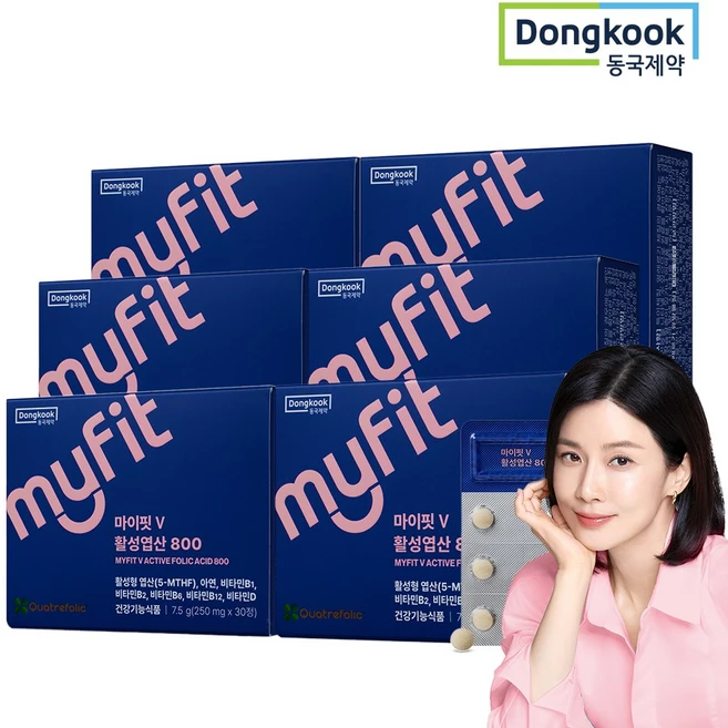 동국제약 마이핏 이보영 임산부 특허 활성형 엽산 800 이노시톨 영양제, 6팩, 30정 - 쿠팡