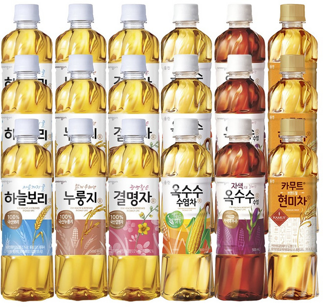 웅진식품 차음료 6종 (하늘보리 3개 누룽지차 3개 결명자차 3개 카무트현미차3개 옥수수수염차3개 자색옥수수수염차 3개 ), 18개, 500ml
