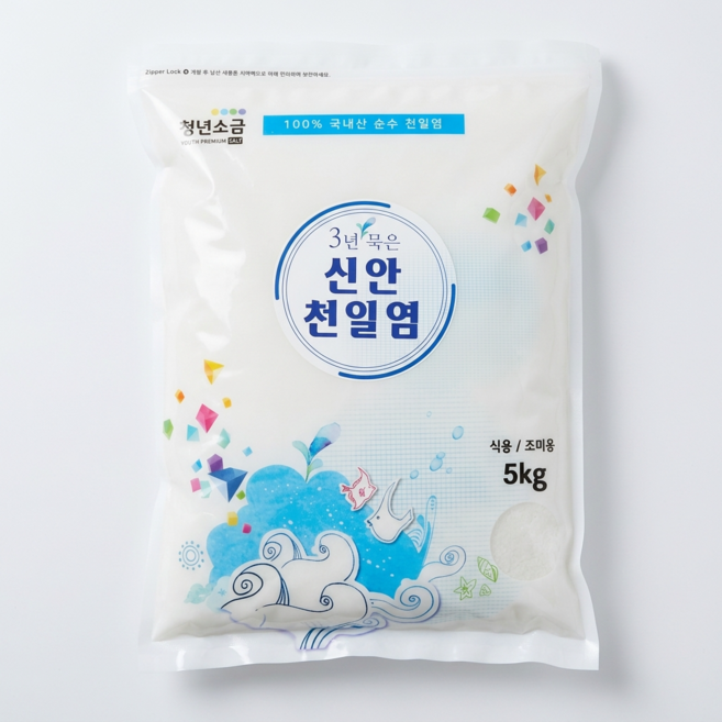 3년묵은 신안 천일염 5kg (간수뺀 굵은소금), 1개