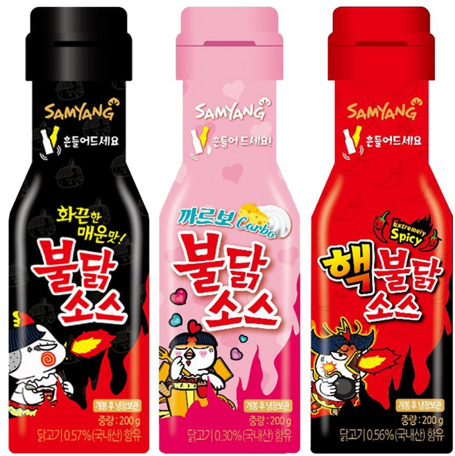 삼양 불닭소스 3종 모음 불닭+까르보+불닭마요, 600g, 1세트