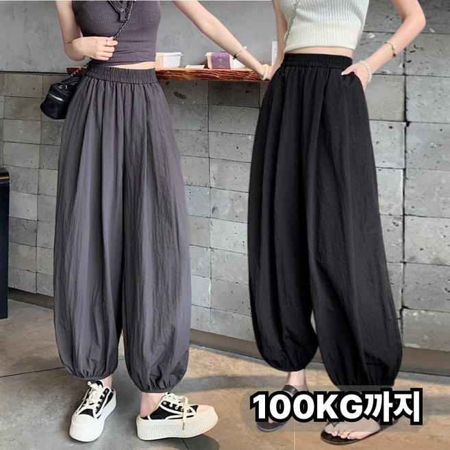여성 여름 린넨 배기 와이드 조거 팬츠 루즈핏 편안한 바지 빅사이즈