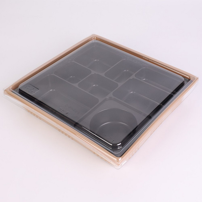 정찬도시락 2호 세트 (외피PP 평뚜껑) 도시락 외피 일회용 프리미엄 도시락 한식 배달 포장박스, 1박스, 50세트