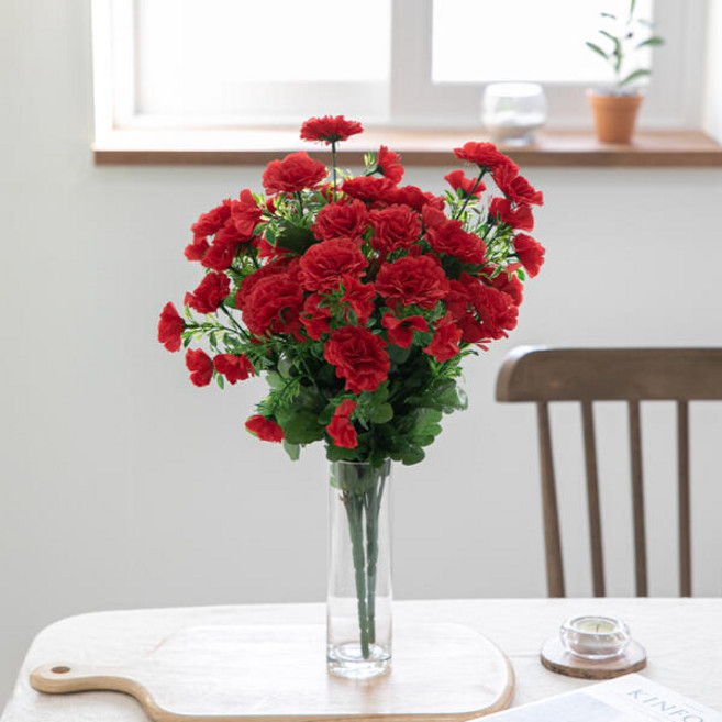 [플라워트리] 카네이션 성묘 조화 꽃 프라임 14대부쉬 48cm 3컬러 추모 납골당 산소 묘지 장식 소품 수목장, 색상:크림