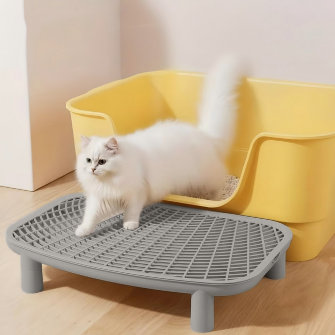 고양이 사막화 방지 반려동물용 화장실 발판 모래 매트, 1개, 그레이