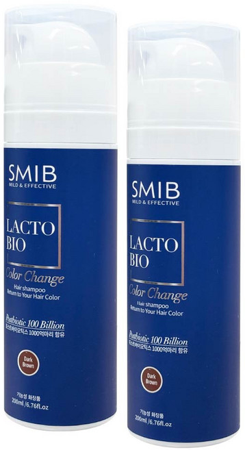 스미브 락토바이오 유산균 염색 샴푸 [다크브라운], 2개, 200ml