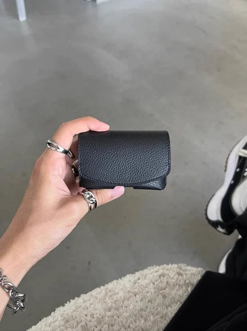 일본 스타일 메종 스본드 소형 가죽 지갑 천연 소가죽 미니멀리스트 콤팩트 동전 지갑 카드 홀더 남녀 공용, 02 검은색