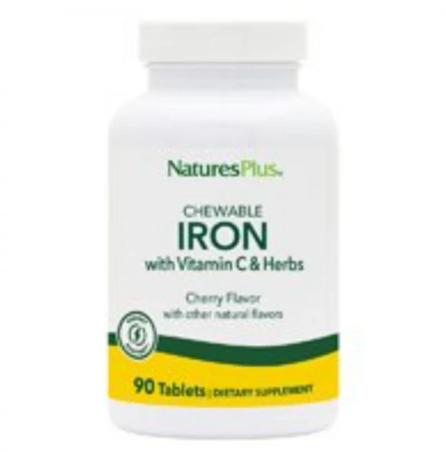NaturesPlus Chewable Iron with Vitamin C and Herbs Cherry -- 90 Tablets - 쿠팡
