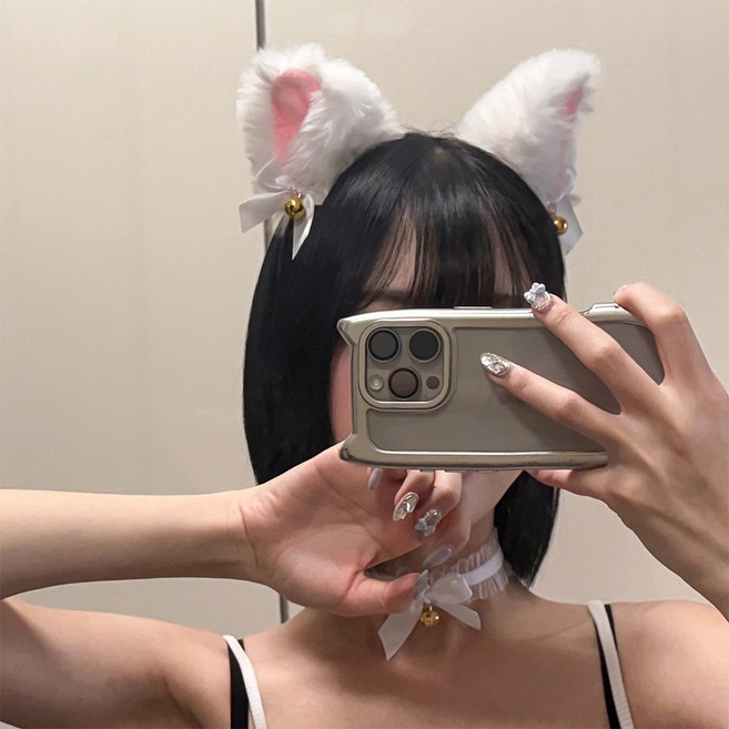 세쿠시 고양이 귀 머리띠 방울 초커 세트 코스프레 SA006