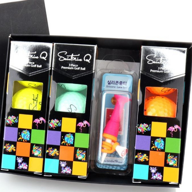 카시야 골프 선물 세트 골프 기프트 세트 컬러 9구 A, 강아지인형골프티, 1개