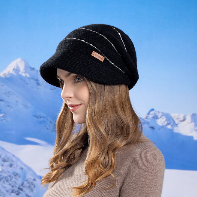 여성 벙거지 챙 모자 기모 니트 모자